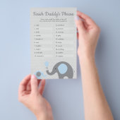 Blauw Baby shower met olifant Voltooi papa's zin Flyer (Hand)