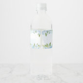 Blauw Baby shower met olifant Waterfles Etiket (Achterkant)