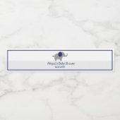 Blauw Baby shower met olifant Waterfles Etiket (Enkel label)