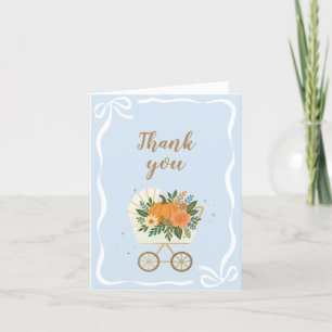 Blauw Baby shower met pompoen Bedankkaart