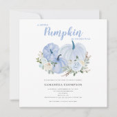 Blauw Baby shower met pompoen Kaart (Voorkant)