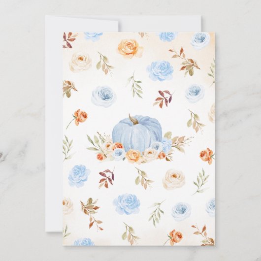 Blauw Baby shower met pompoen Kaart (Achterkant)