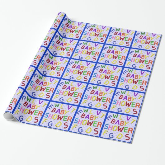 Blauw Baby shower met poolwand Cadeaupapier (Uitgerold)