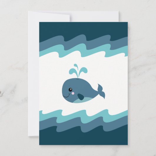 Blauw Baby shower met walvisthema nodigt uit Kaart (Achterkant)