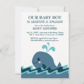 Blauw Baby shower met walvisthema nodigt uit Kaart (Voorkant)