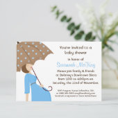 Blauw Baby shower - Moderne mammiebop Kaart (Staand voorkant)