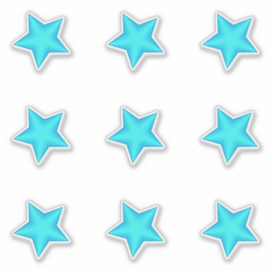 Blauw Baby shower Negen Puffy Sterren Sticker (Voorkant)