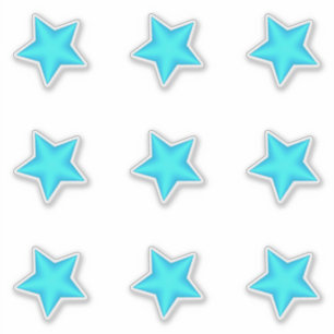Blauw Baby shower Nine Puffy Stars Sticker