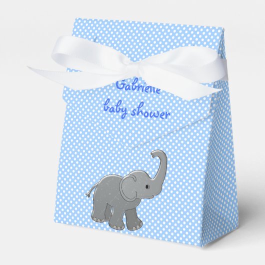 blauw baby shower olifant bedankdoosjes (Voorkant Zijde)