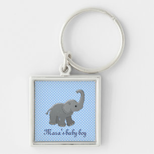blauw baby shower olifant sleutelhanger