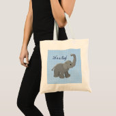 blauw baby shower olifant tote bag (Voorkant (product))
