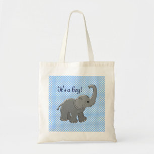 blauw baby shower olifant tote bag