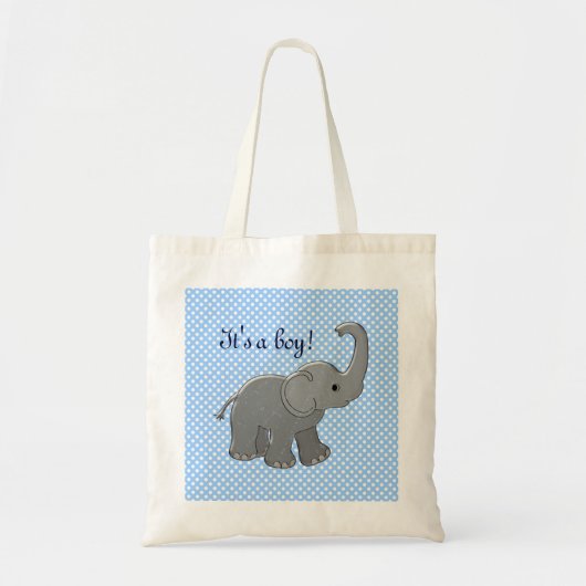 blauw baby shower olifant tote bag (Voorkant)