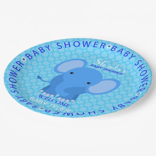 Blauw Baby shower papier Bord (Gekanteld)