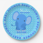 Blauw Baby shower papier Bord (Voorkant)
