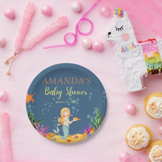 Blauw Baby shower papier Borden Papieren Bordje (Feest)