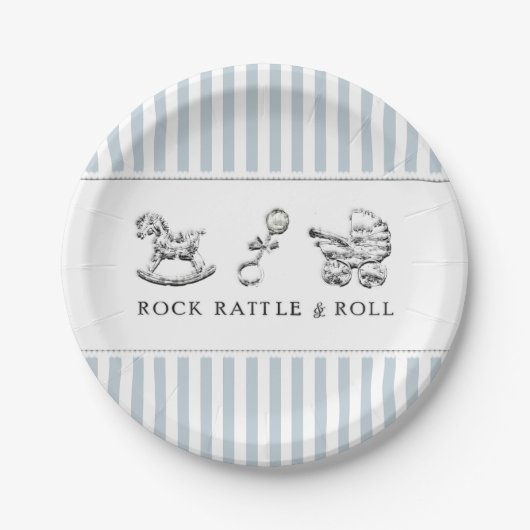 Blauw Baby shower Papieren Bordje (Voorkant)