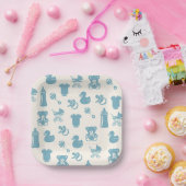 Blauw Baby shower Papieren Bordje (Feest)