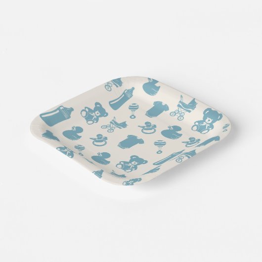 Blauw Baby shower Papieren Bordje (Gebogen)