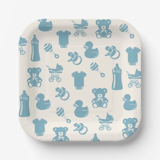 Blauw Baby shower Papieren Bordje (Voorkant)
