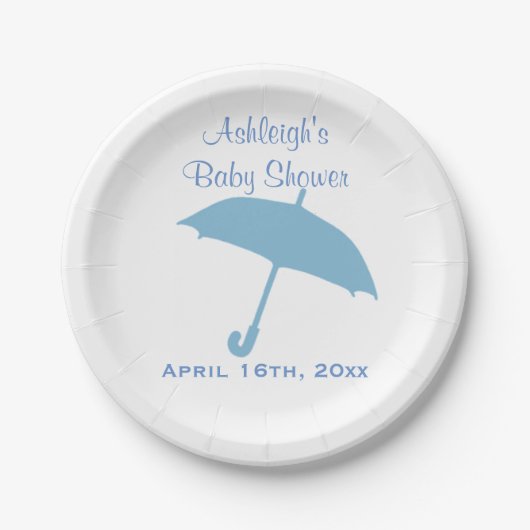 Blauw Baby shower Papieren Bordje (Voorkant)