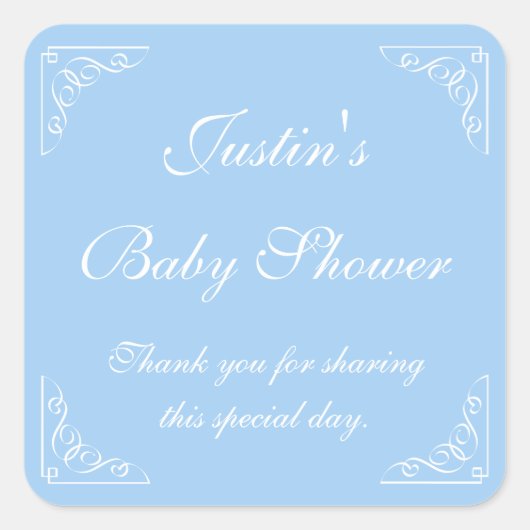 Blauw baby shower partij gunst stickers of zegels (Voorkant)
