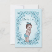 Blauw  Baby shower Prins Dank u Bedankkaart (Voorkant)