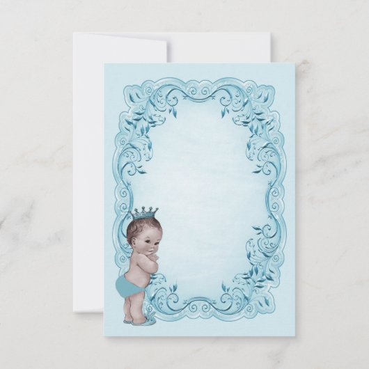 Blauw  Baby shower Prins Dank u Bedankkaart (Achterkant)