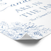 Blauw Baby shower raad eens hoeveel Snoepjes Poster (Hoek)