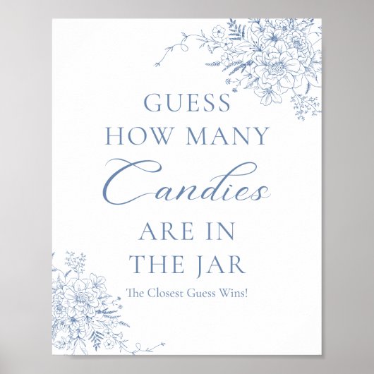 Blauw Baby shower raad eens hoeveel Snoepjes Poster (Voorkant)