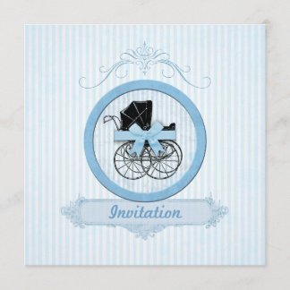 Blauw Baby shower Shabby  Stripes Kaart
