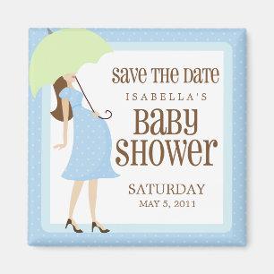 Blauw Baby shower slaat de datum op Magneet