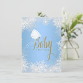Blauw Baby shower Snowflake Kaart (Staand voorkant)