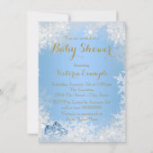 Blauw Baby shower Snowflake Kaart (Achterkant)