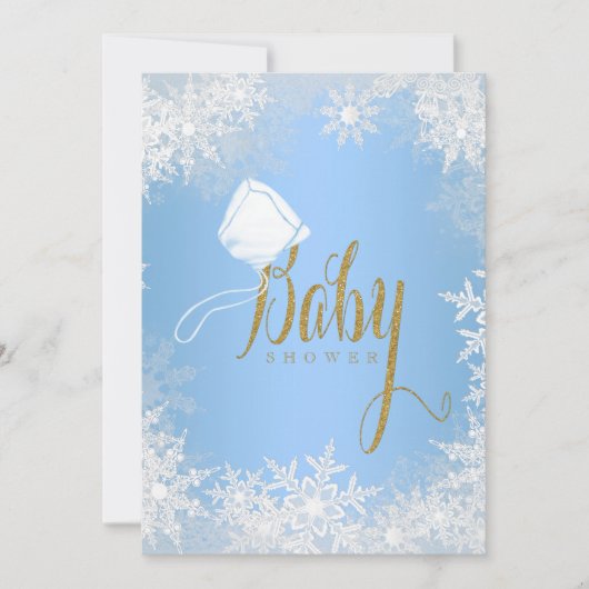Blauw Baby shower Snowflake Kaart (Voorkant)