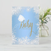 Blauw Baby shower Snowflake Kaart (Staand voorkant)