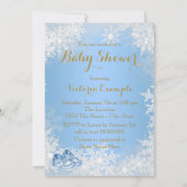Blauw Baby shower Snowflake Kaart (Achterkant)