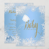 Blauw Baby shower Snowflake Kaart (Voorkant / Achterkant)