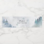 Blauw Baby shower Snowflake Waterfles Etiket (Enkel label)