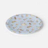 Blauw Baby shower  speelgoed Papieren Bordje (Gekanteld)