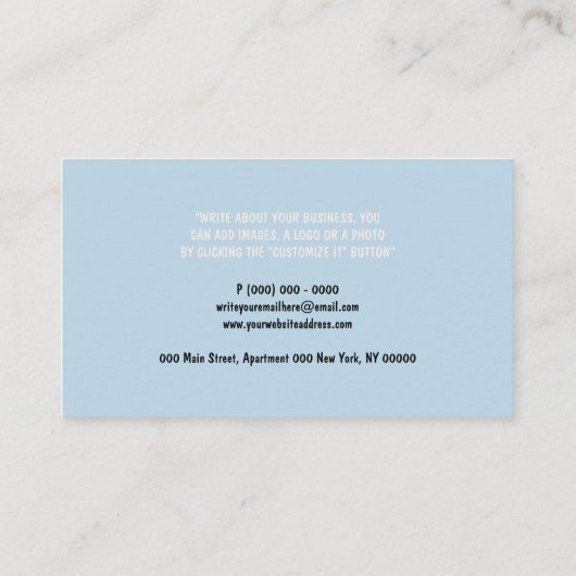 Blauw Baby shower speelgoed Visitekaartje (Achterkant)