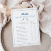 Blauw Baby shower Spring Bloemen Boog Game Kaart Notitiekaartje