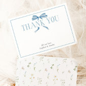 Blauw Baby shower Spring Floral Bow Bedankkaart