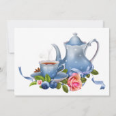 Blauw Baby shower Tea Party Uitnodiging (Achterkant)