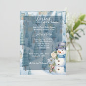 Blauw Baby shower uitnodiging. Winterthema Kaart (Staand voorkant)