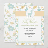  blauw Baby shower van de Kleine Llama nodigt uit Kaart (Voorkant / Achterkant)