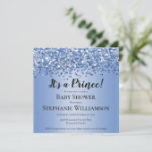 Blauw Baby shower van Glitter Prince Kaart (Staand voorkant)
