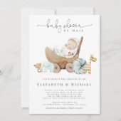Blauw Baby shower van Mail Boy Boho Sociale Afstan Kaart (Voorkant)
