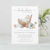 Blauw Baby shower van Mail Boy Boho Sociale Afstan Kaart (Staand voorkant)
