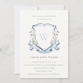 Blauw Baby shower voor bloemmonogram bloem Kaart (Voorkant)